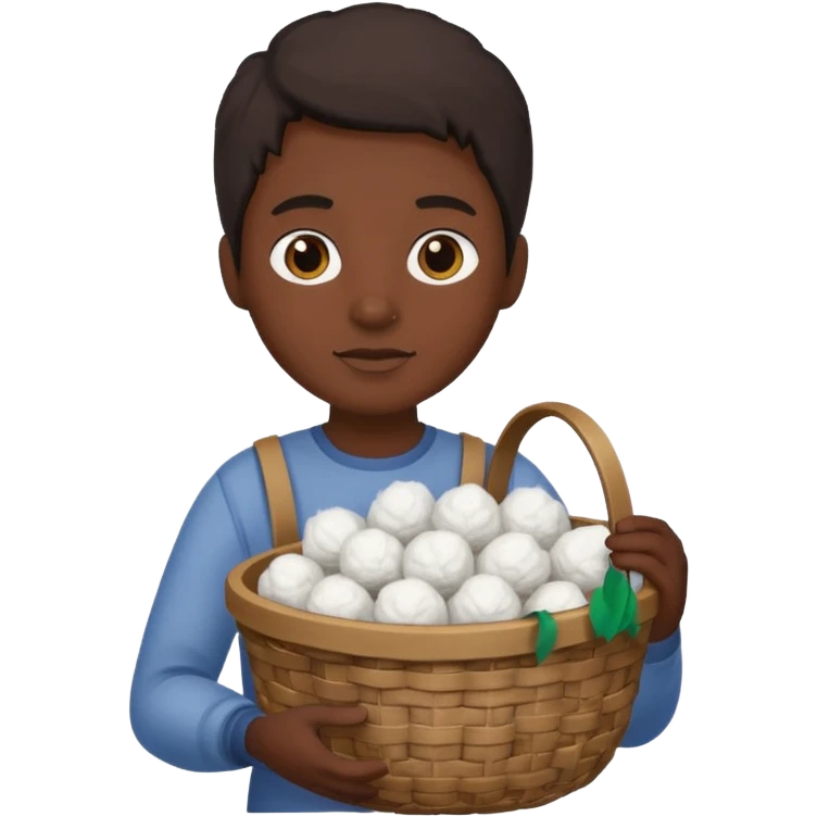slave holding a basket with cotton emoji