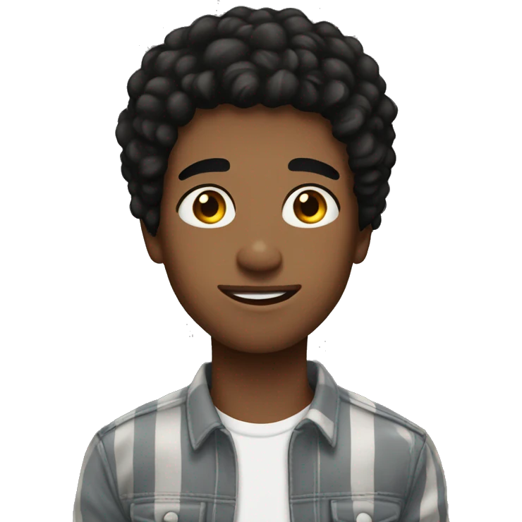 A teen boy with freckles black hair with highlights emoji