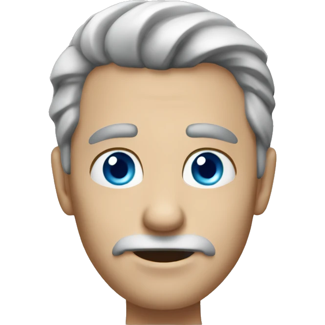 man face, grey flicked hair, blue eyes  emoji