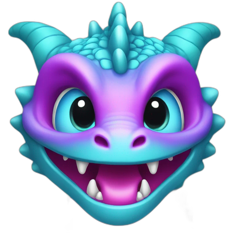 Cyan and magenta baby dragon emoji