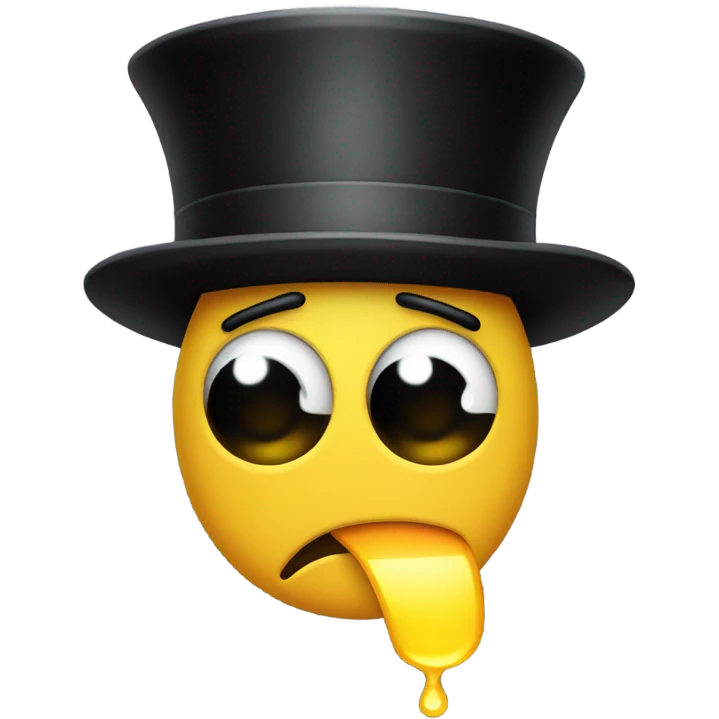 Crying emoji with a top hat  emoji