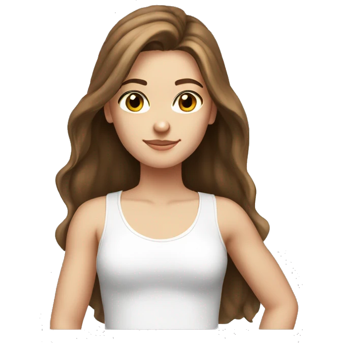 Long brown hair, white girl, white tank top emoji