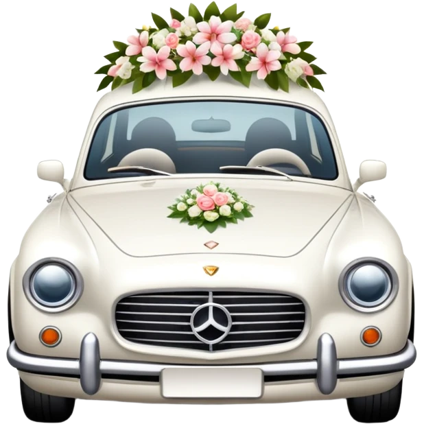 luxury car with wedding decorations emoji