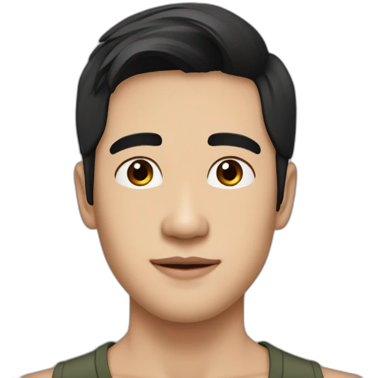 Thai actor Sam Yuranunt Pamornmontri, black hair, brown eyes, handsome male face emoji