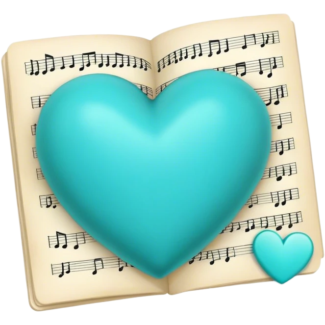 Turquoise heart and real notes emoji
