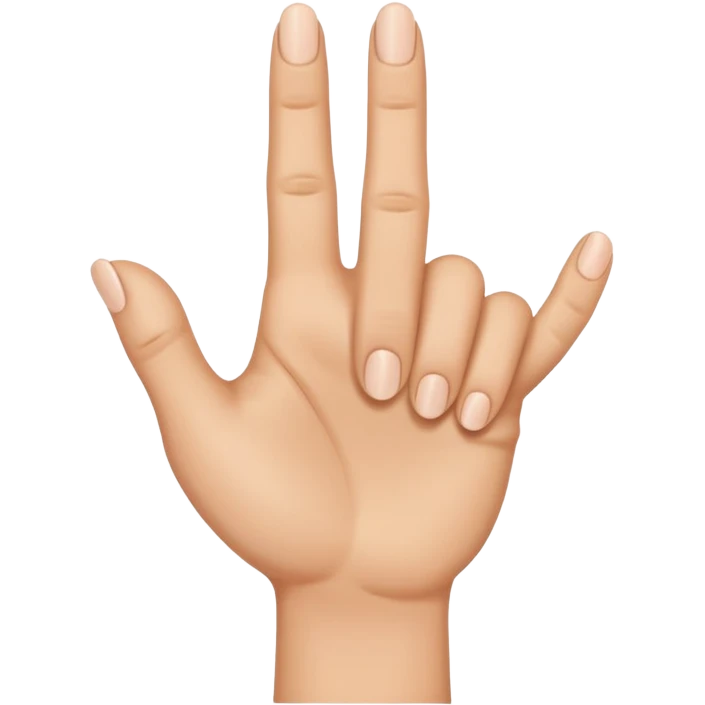 A hand with only the thumb pointy and middle finger raised emoji