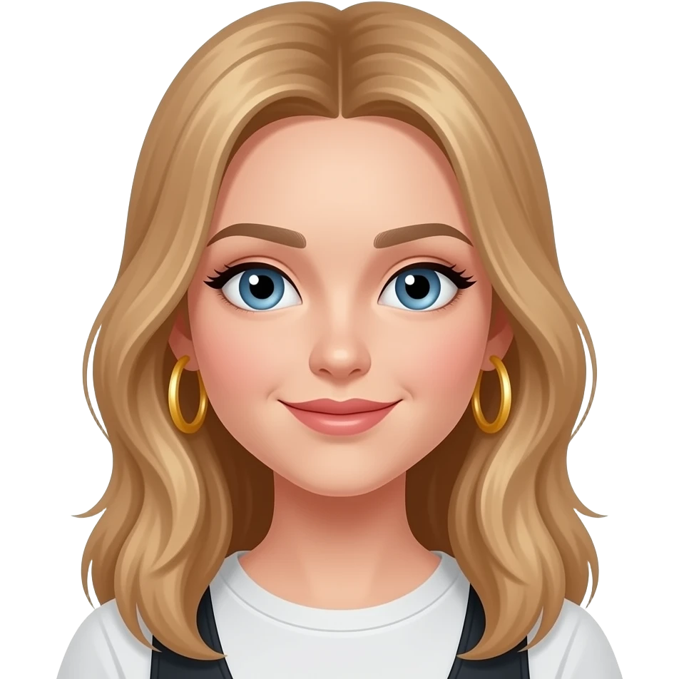 A girl with gold hoop earrings and light tan with blonde hair emoji