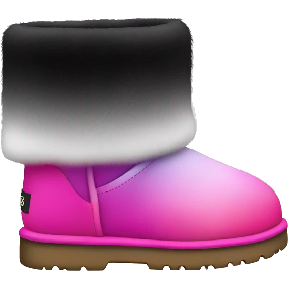 Realistic silver black and hot pink ombre Ugg fur boots. emoji