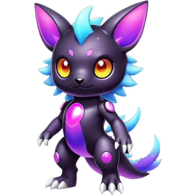 Cute cool colorful dark nebula fantasy-Digimon-animal-hybrid full body emoji