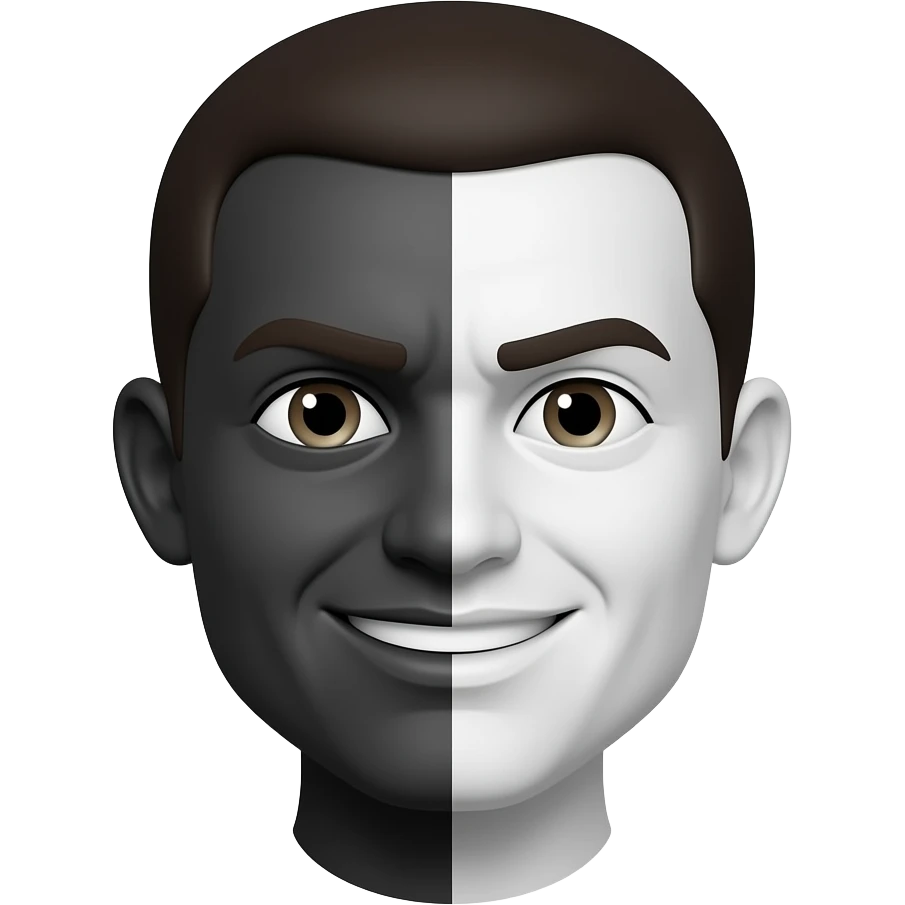 Черное и белое, хорошее и плохое изобрази в одном эмоджи emoji