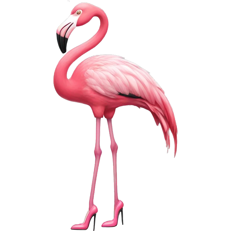 A flamingo wearing heels emoji