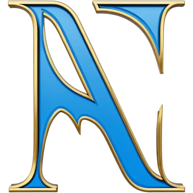 Bold Black-Blue-White-Gold Font Letter “N” emoji