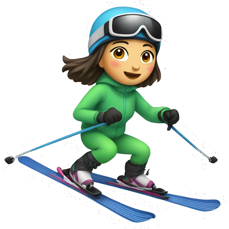 Asian girl skiing emoji