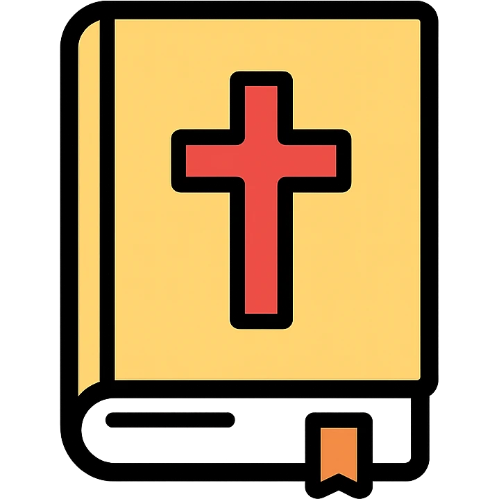 a Bible with a cross on the cover, clean and clear icon style emoji