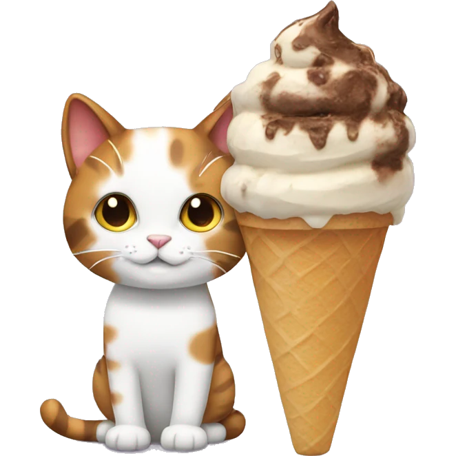 Icecream with calico cat emoji