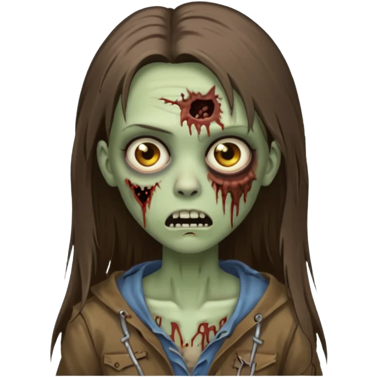 a zombie woman with straight brown long hair emoji