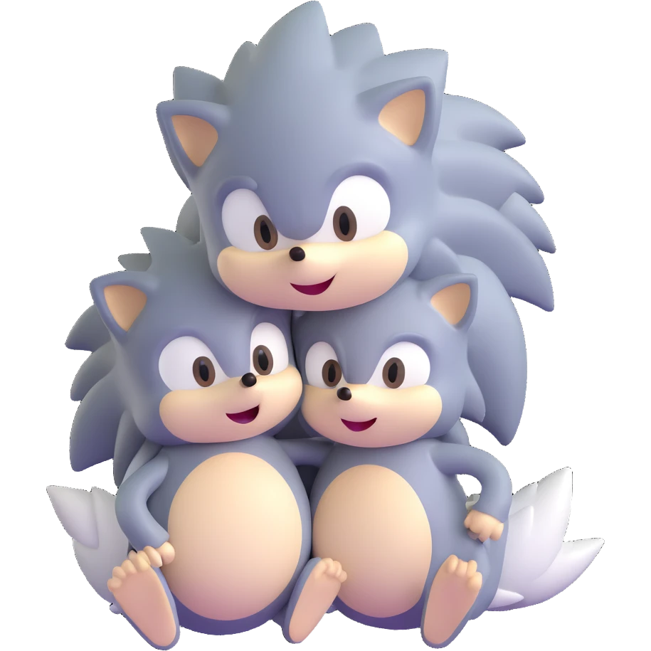Baby Sonic the Hedgehog and baby Silver the Hedgehog together emoji