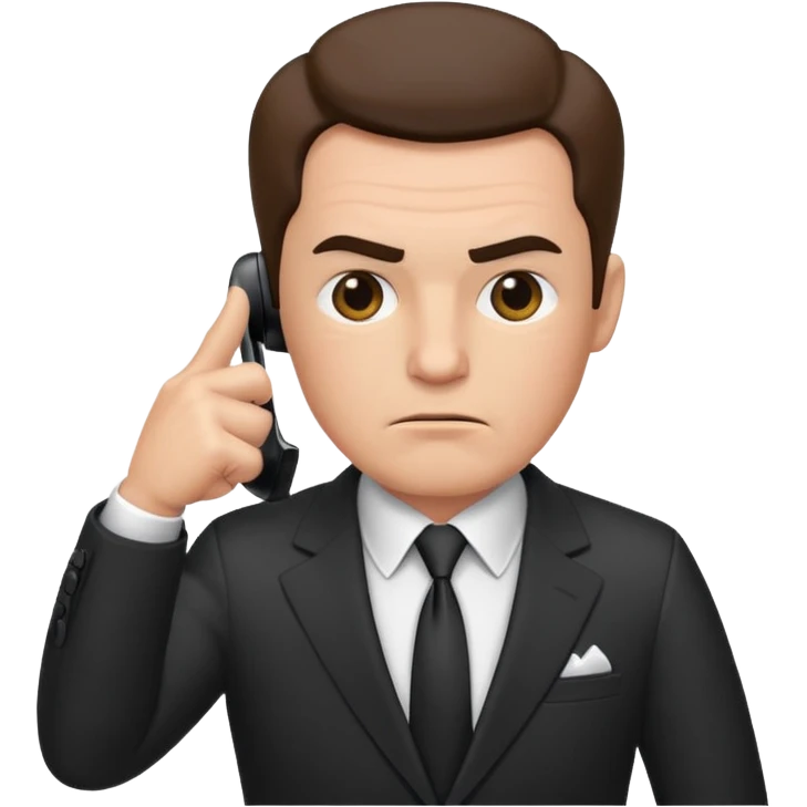 boss on a phone call, giving a thumbs down emoji