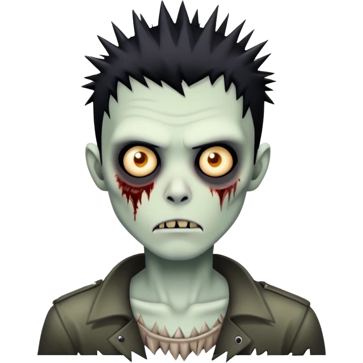 zombie boy with spikey black hair, cartoonish emoji