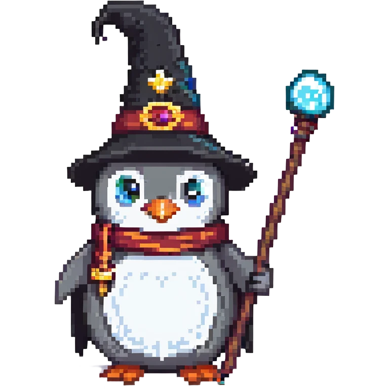 penguin wizard holding a staff emoji
