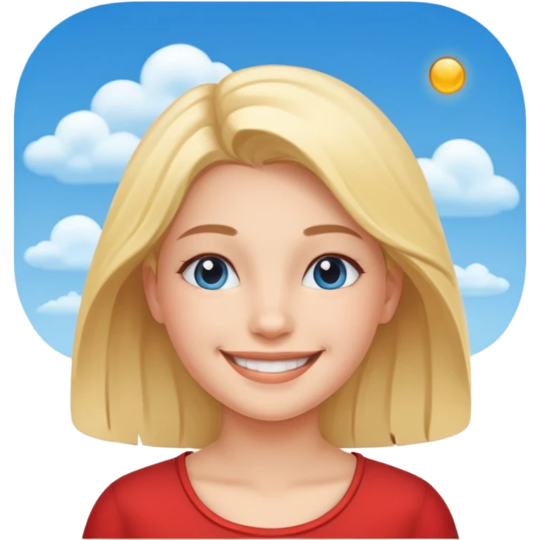 smiling girl under blue sky emoji