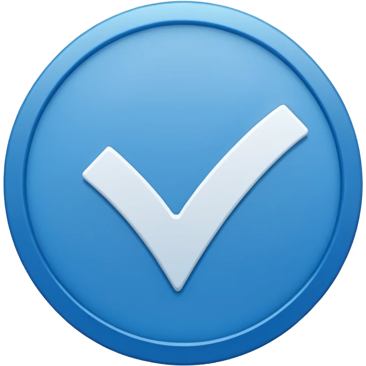 a white check mark inside a solid blue circle or rounded square. emoji