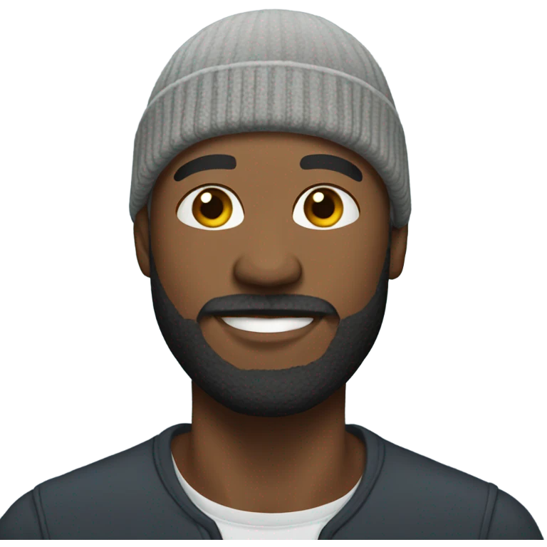 Bald black man with a beard and a beanie emoji