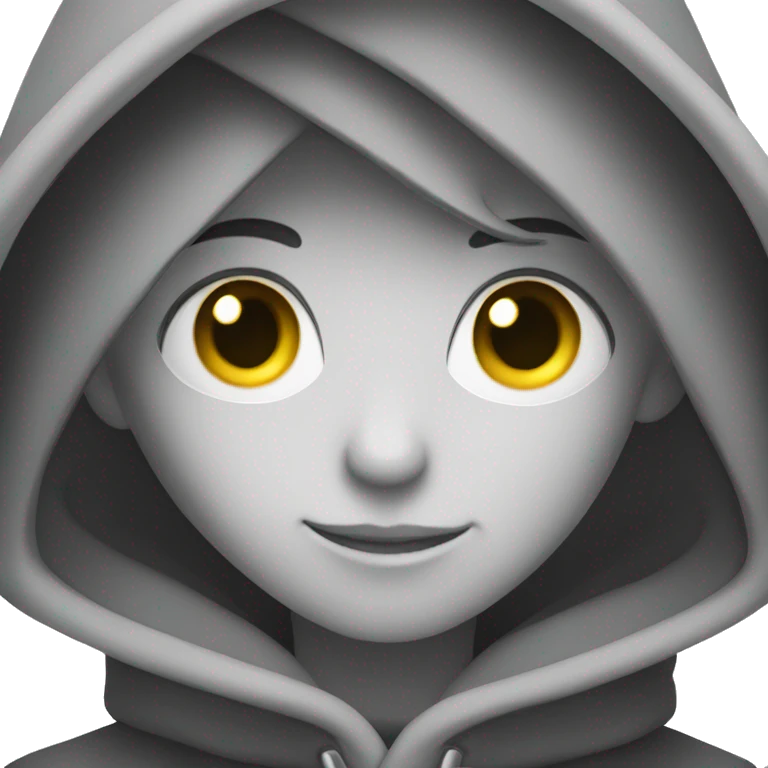 grayscale mysterious hooded boy in gloves emoji