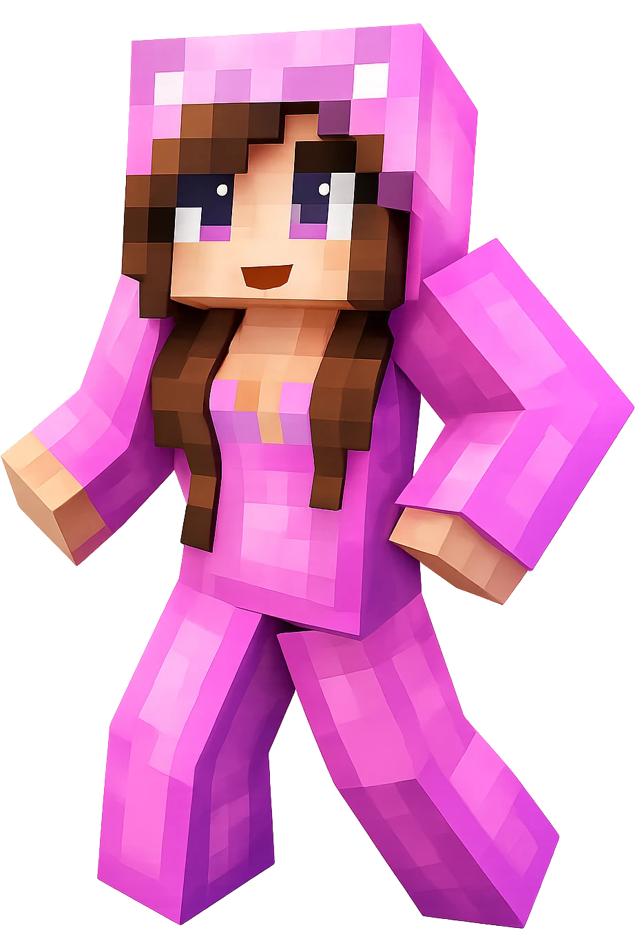 Extract the pink character in the center from the image as a separate image with a transparent background, preserving all details and colors of the character. emoji