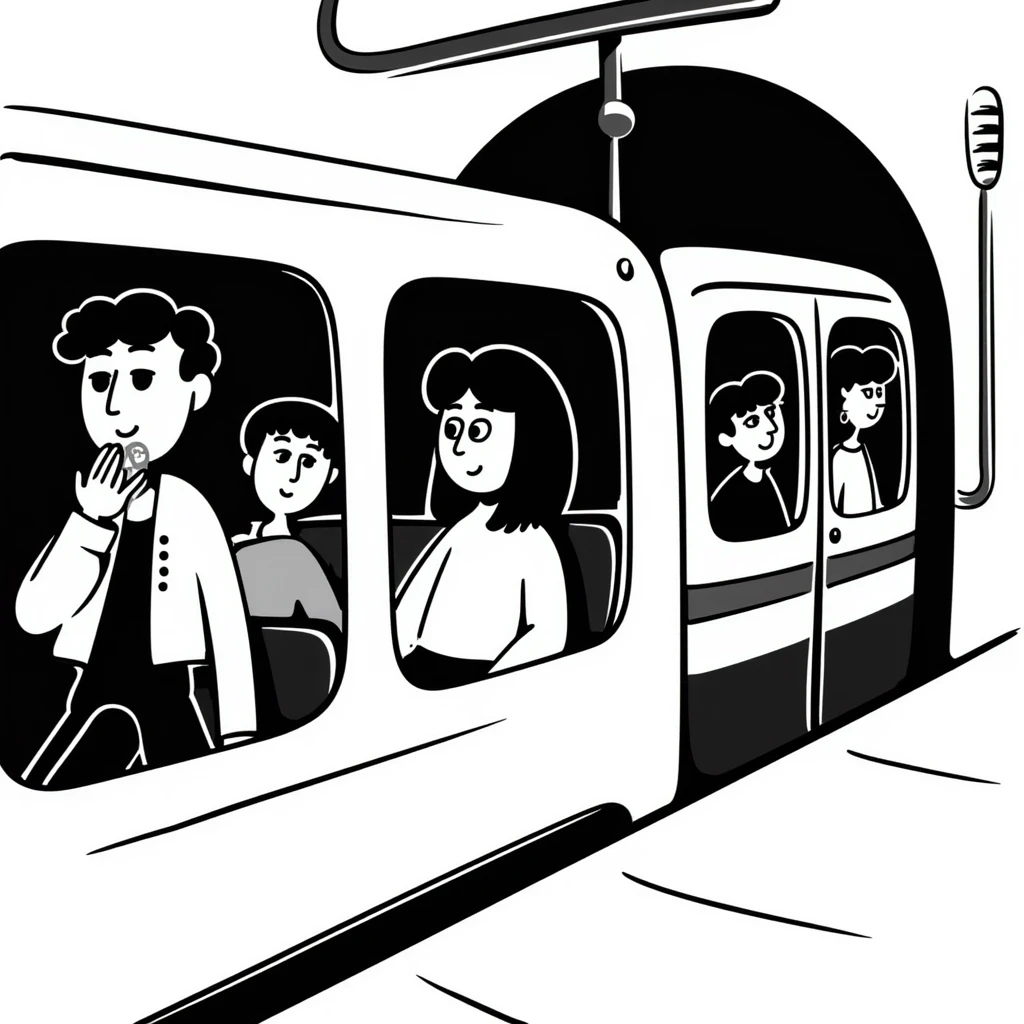 futuristic subway, hand drawn doodle style emoji