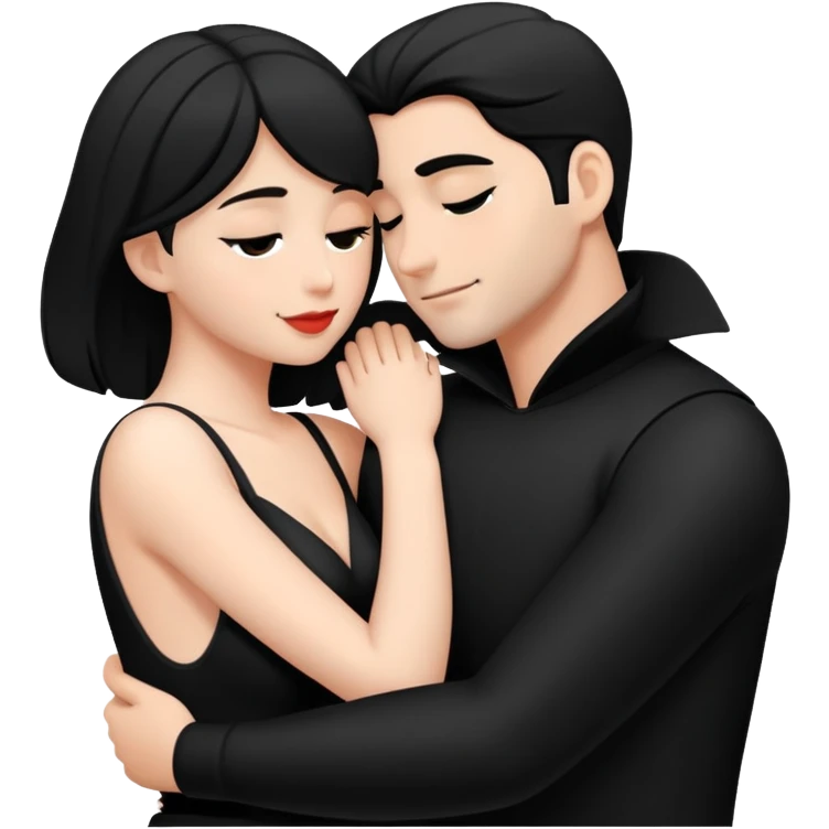 romantic moments in black attire emoji
