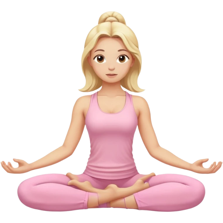 blonde yoga girl light pink clothes n emoji