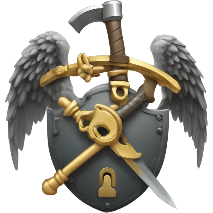 a lock with wings and arms holding a sword, the lock is holding a sword, big lock emoji