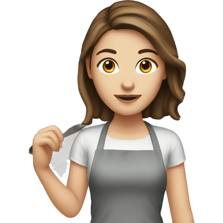 white girl with brown hair cooking emoji