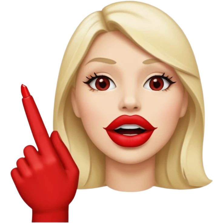 Hand doing rock on symbol in front of sideways lips emoji