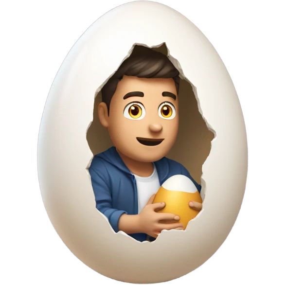Guy hatching from a large egg  emoji