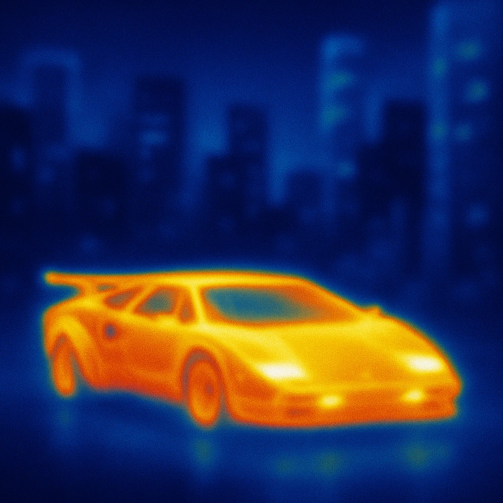 Lamborghini Countach in a city background emoji