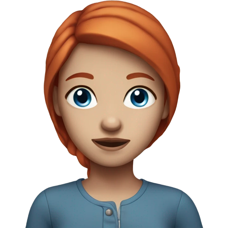 Girl with red hair and blue eyes,withe skin emoji