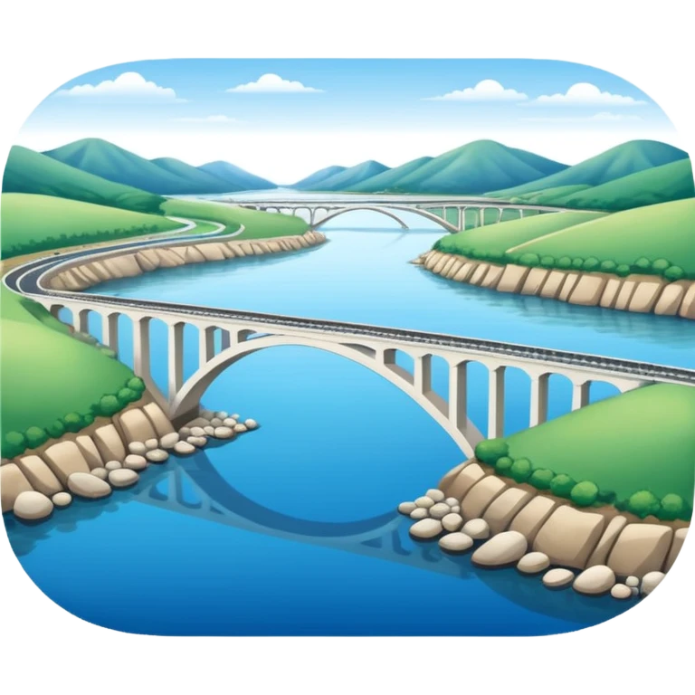 simple Hangang river with bridge, no border emoji