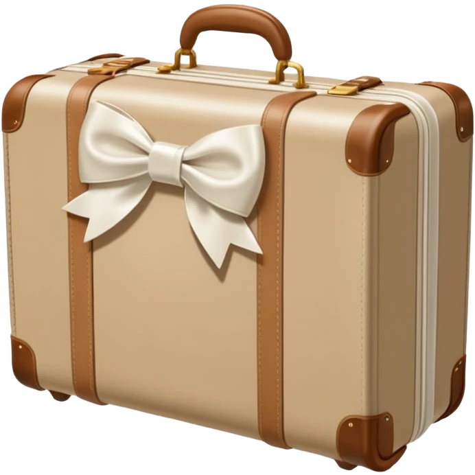 Beige luggage with white bow  emoji