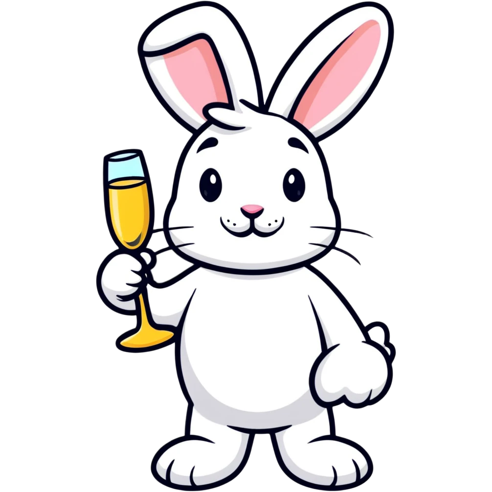 Fancy Easter bunny with champagne glass emoji