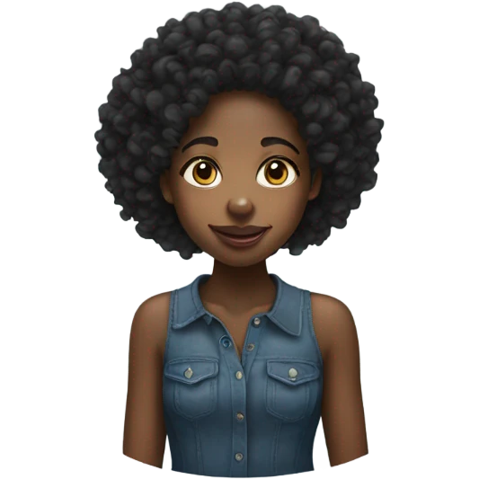 Black girl with curly hair and nose ring  emoji