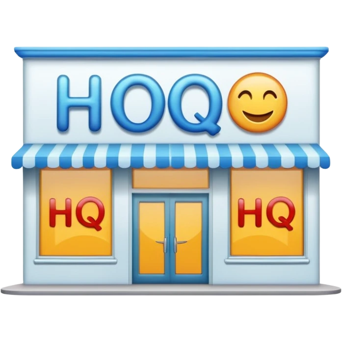  shop with the word HQ in the sign emoji