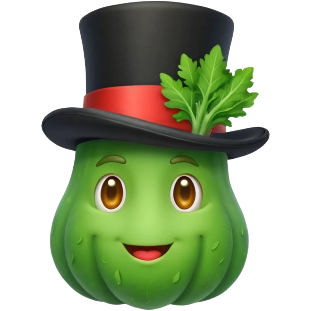 green vegetable with a top hat emoji