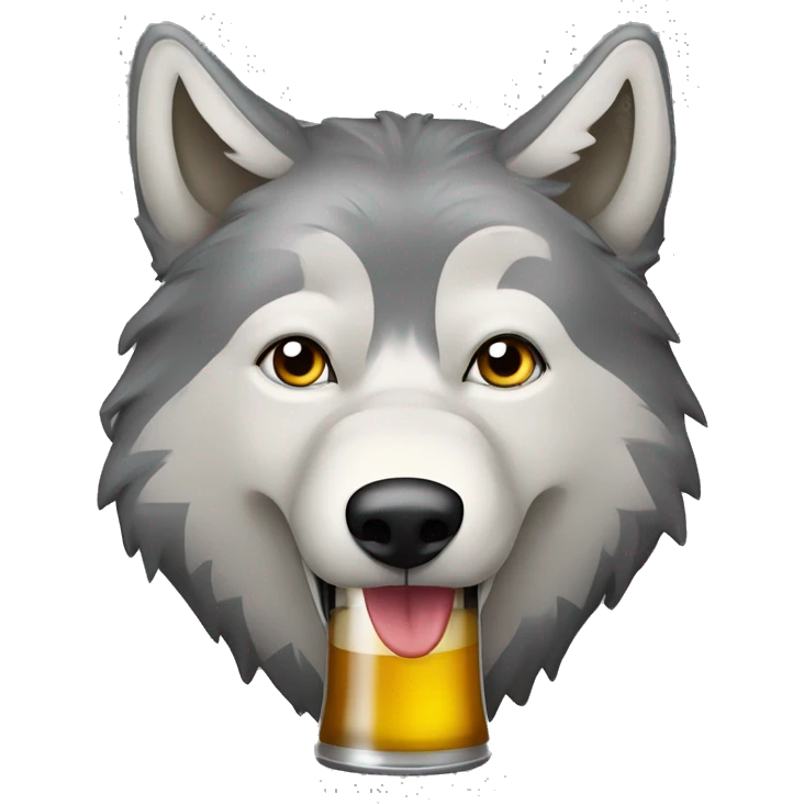 Loup qui boit de la bière emoji