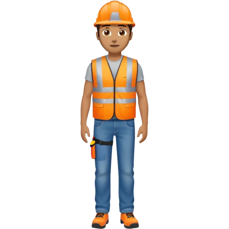 man in orange hi vis vest and jeans, standing full body emoji