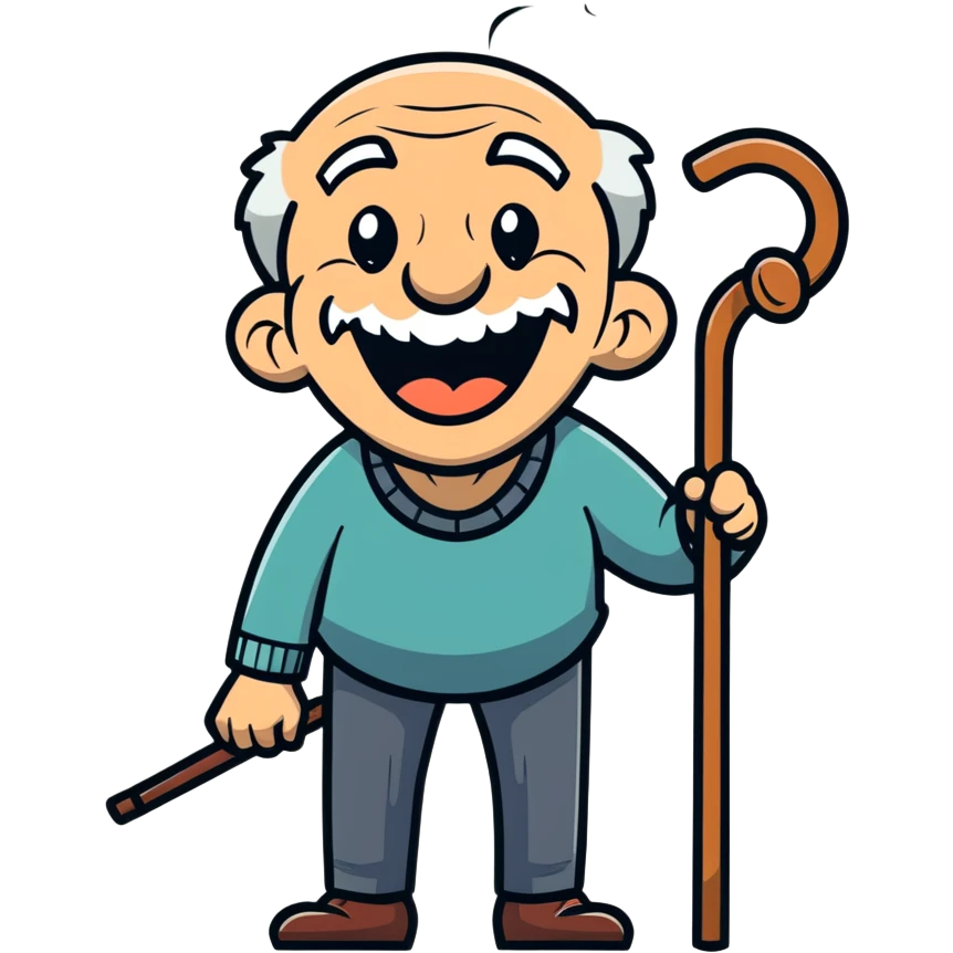 old man with cane laughing hysterically emoji