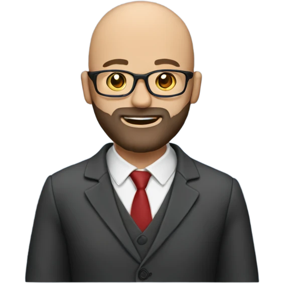 make a man with a beard, bald head, looking like an english teacher without glasses with a laptop emoji