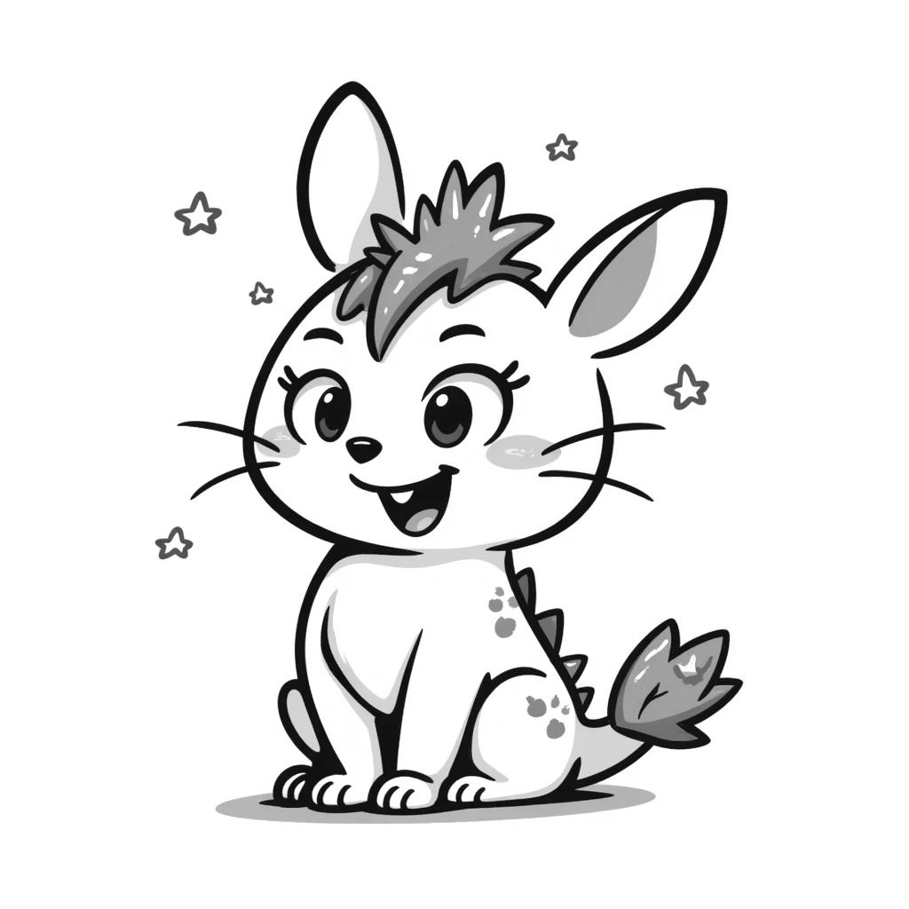 anime style bunny plant dragon with spikes, big expressive anime eyes, cute but fierce looking, detailed anime art style emoji