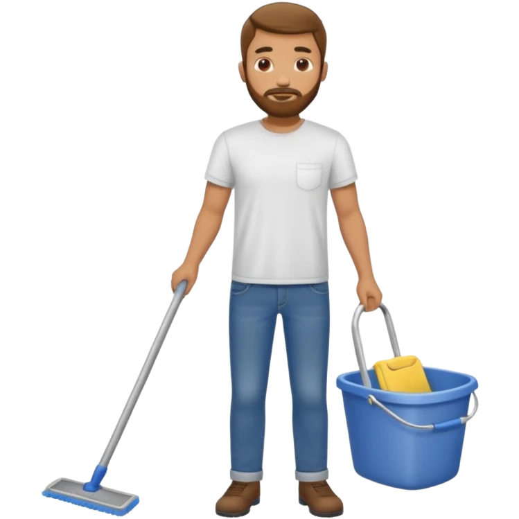 Guy with very short beard doing house chores emoji